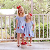 Apple Light Blue Elastic Smocked Dress Classic Whimsy Apple Light Blue Elastic Smocked Dress Classic Whimsy