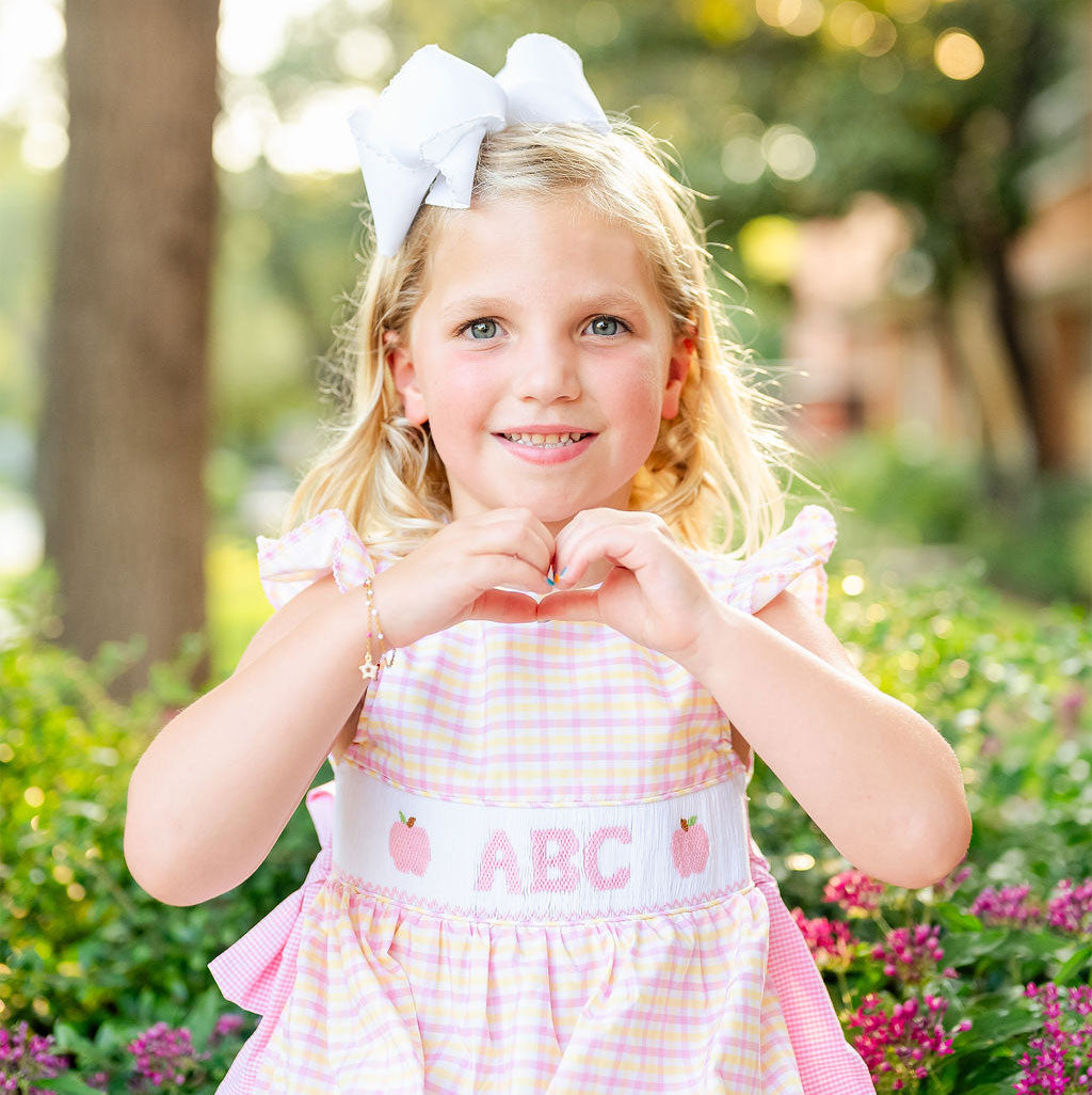 ABC Apple Smocked Pink Gingham Beverly Dress