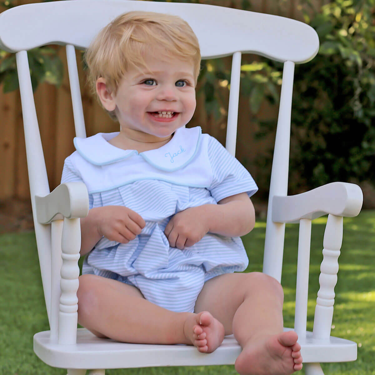 Blue Stripe Collared Bubble – Classic Whimsy