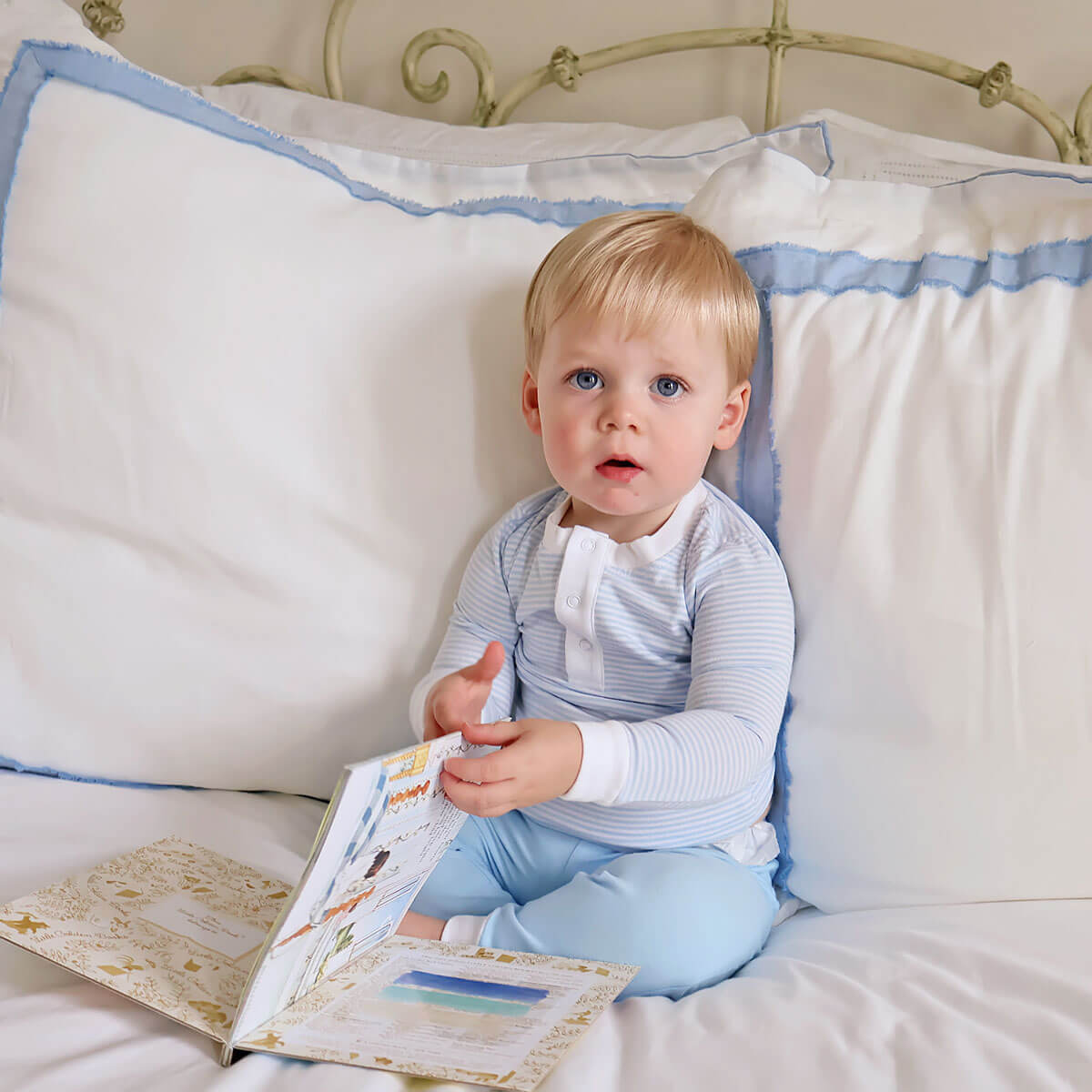 Light Blue Stripe Henley Pajamas