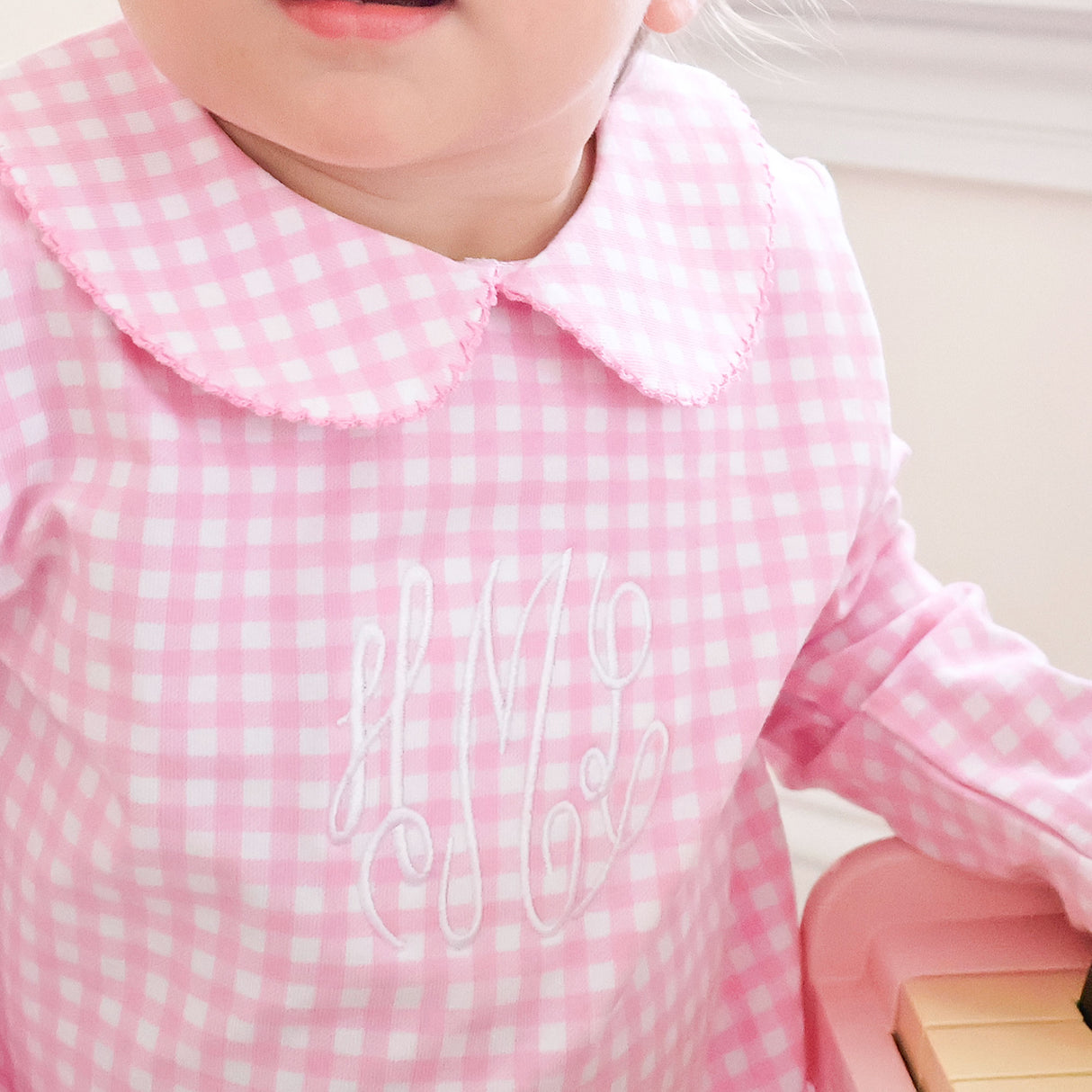 Pink Gingham Long Sleeve Bodysuit