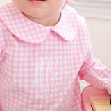 Pink Gingham Long Sleeve Bodysuit