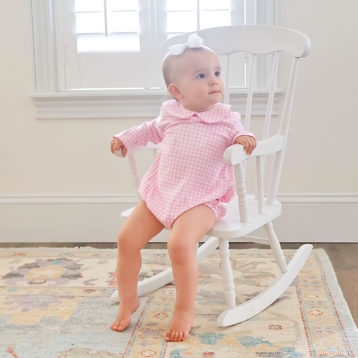 Pink Gingham Long Sleeve Bodysuit