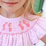 Ballet Smocked Pink Windowpane Angel Sleeve Dress