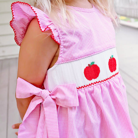 Apple Smocked Pink Gingham Beverly Dress