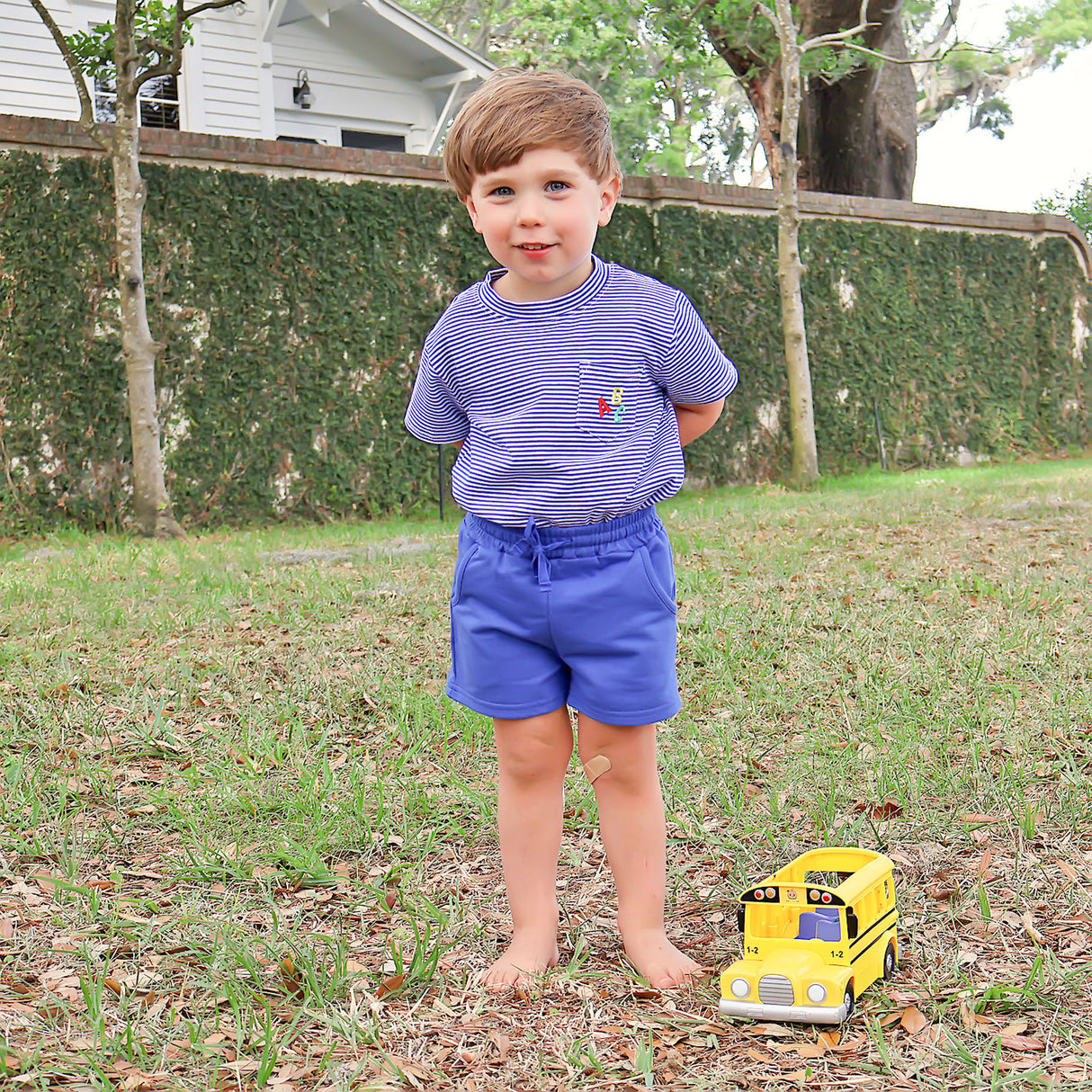 ABC Apple Royal Blue Stripe Short Set