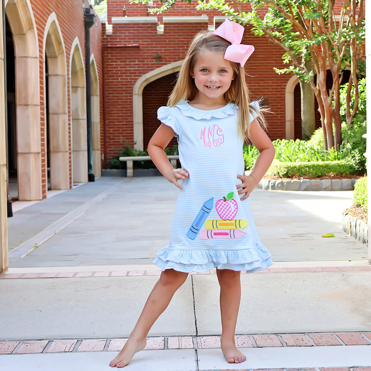 Bright Crayons Light Blue Stripe Milly Dress