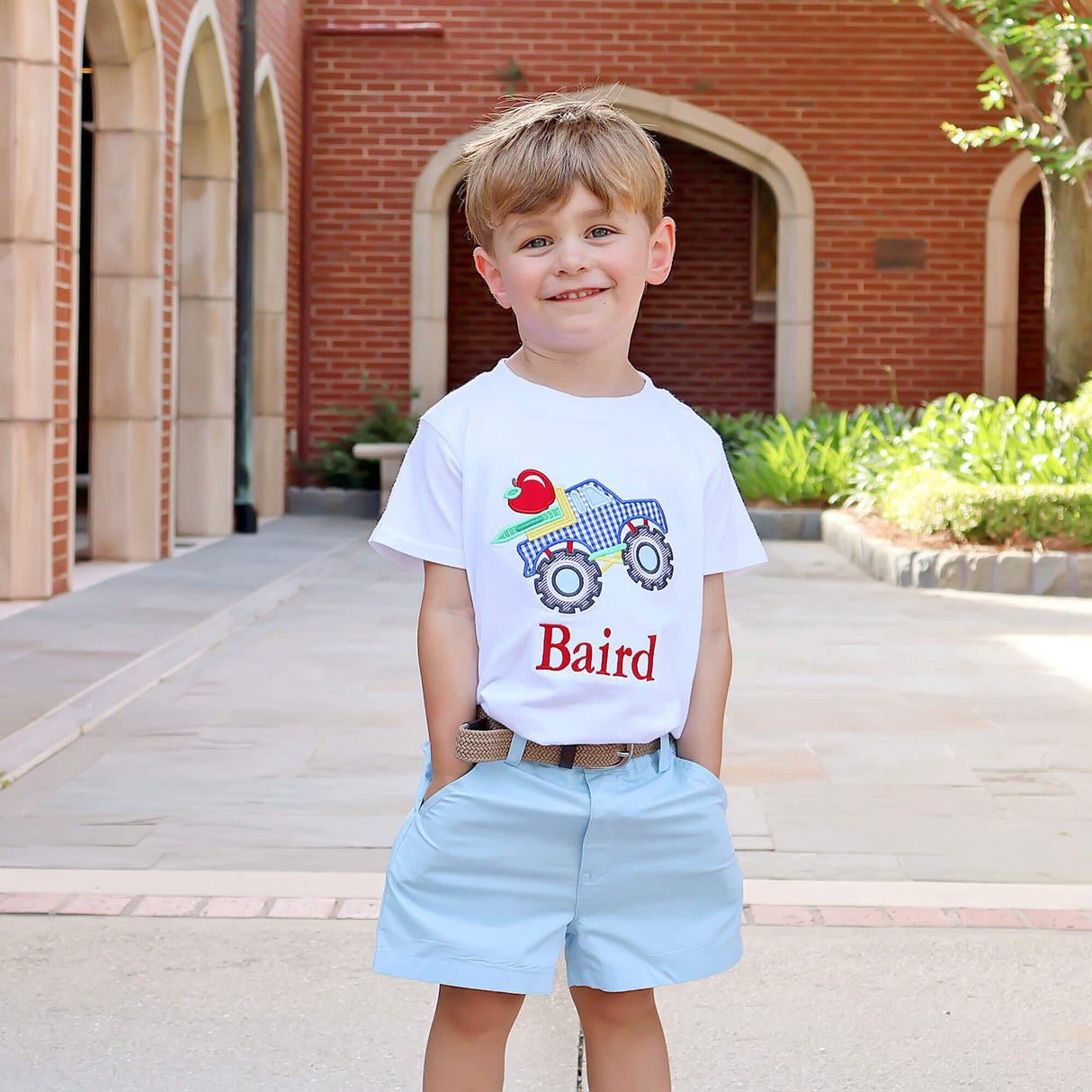 Bright Crayons Truck Light Blue Short Set