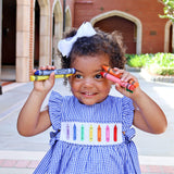 Rainbow Crayon Blue Gingham Avery Dress