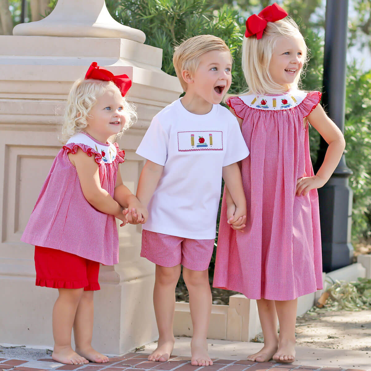 Back to School Red Gingham Short Set