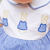 Storybook Bunny Trio Blue Gingham Collared Bubble