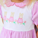 Storybook Bunny Trio Pink Gingham Bubble