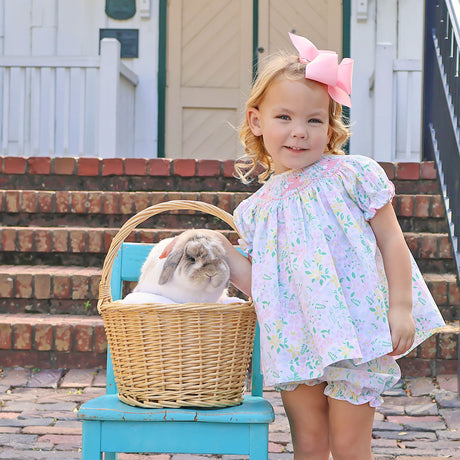 Hopping Bunny Smocked Garden Floral Bloomer Set