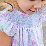 Botanical Floral Bunny Smocked Angel Sleeve Bloomer Set