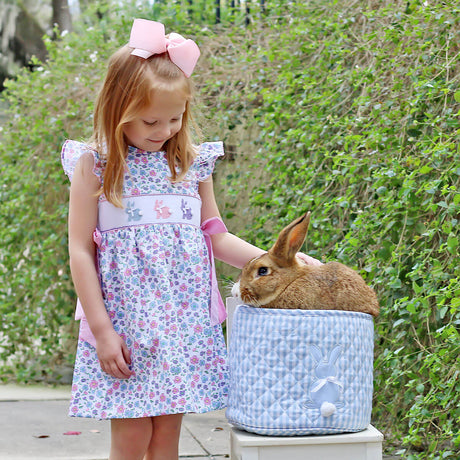 Springtime Floral Bunny Smocked Beverly Dress