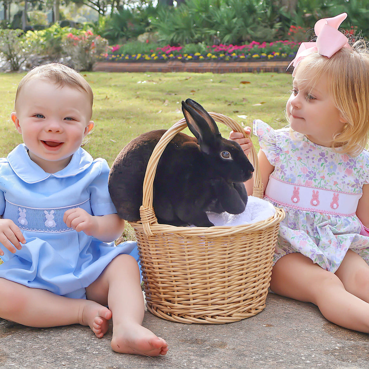 Pink Bunny Floral Smocked Beverly Bubble