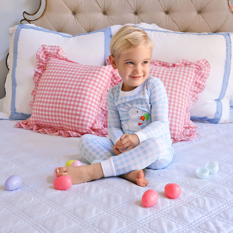 Bunny Garden Blue Check Pajamas