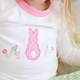 Easter Bunny Pink Trim Green Stripe Pajamas