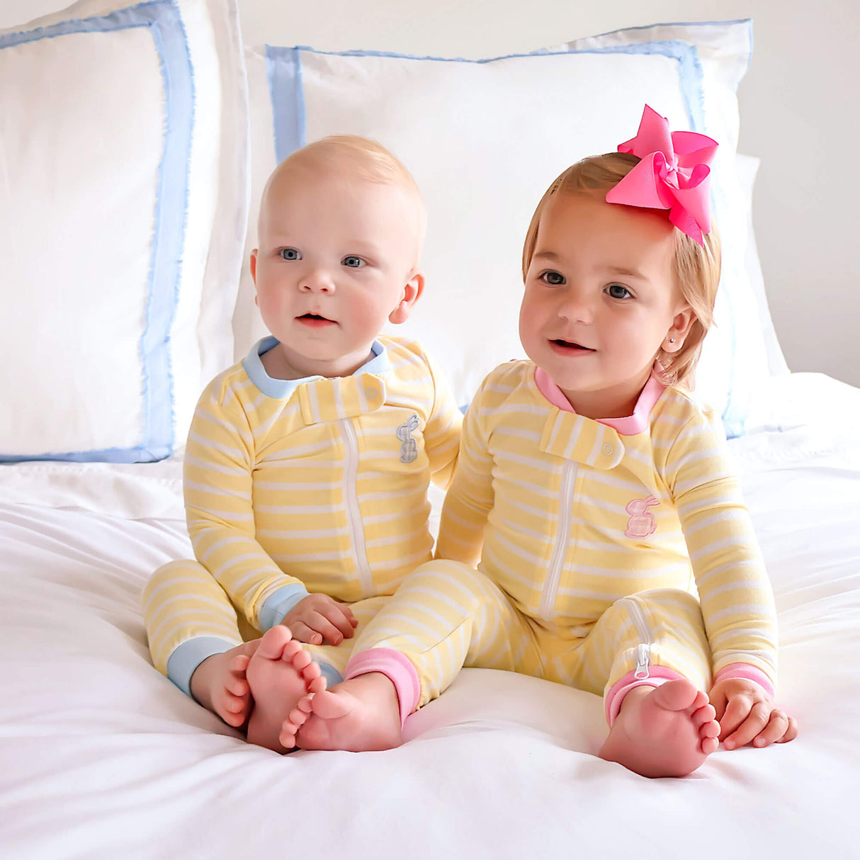 Blue Bunny Yellow Stripe Zip Sleeper