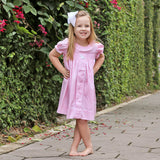 French Knot Bunny Pink Smocked Dress