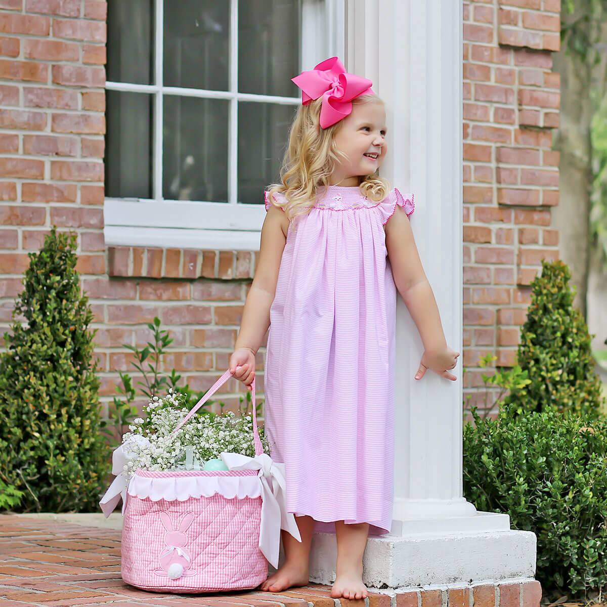 Easter Fun Pink Stripe Smocked Dress Easter Fun Pink Stripe Smocked Dress