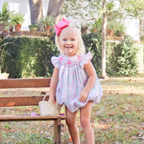 Blooming Garden Smocked Pink Angel Sleeve Bubble