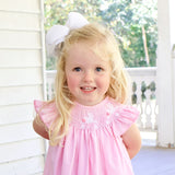 Hop Hop Bunnies Smocked Pink Gingham Angel Sleeve Dress