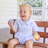 Hop Hop Bunnies Smocked Light Blue Gingham Collared Bubble