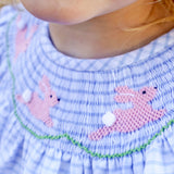 Bunny Love Smocked Light Blue Windowpane Bloomer Set