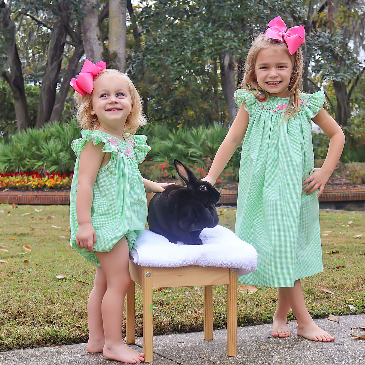 Hop To It Green Bunny Smocked Dress