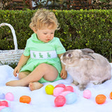 Easter Bunny Smocked Green Gingham Collared Bubble