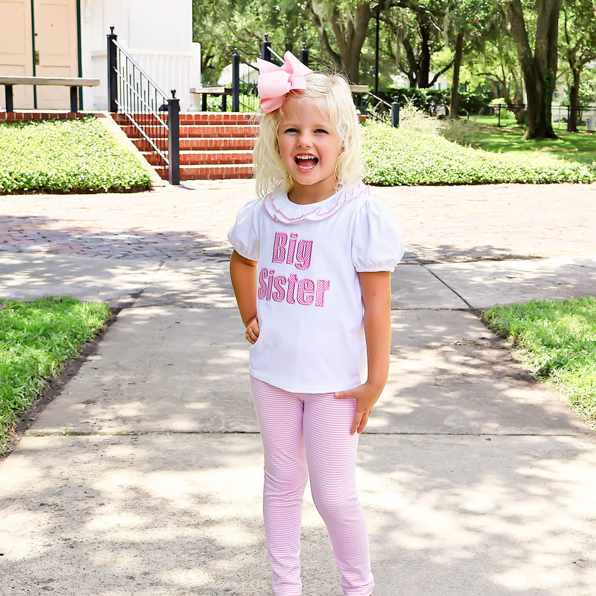 Big Sister Pink Gingham Ruffle Top