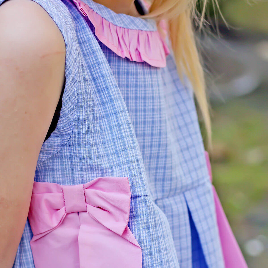 Eloise Pleated Dress Blue Patterned