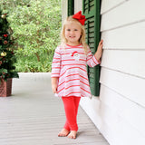 Happy Santa Red & Pink Stripe Sophia Legging Set