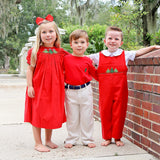 Christmas Tree Smocked Red Corduroy Longall
