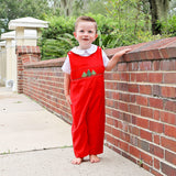 Christmas Tree Smocked Red Corduroy Longall