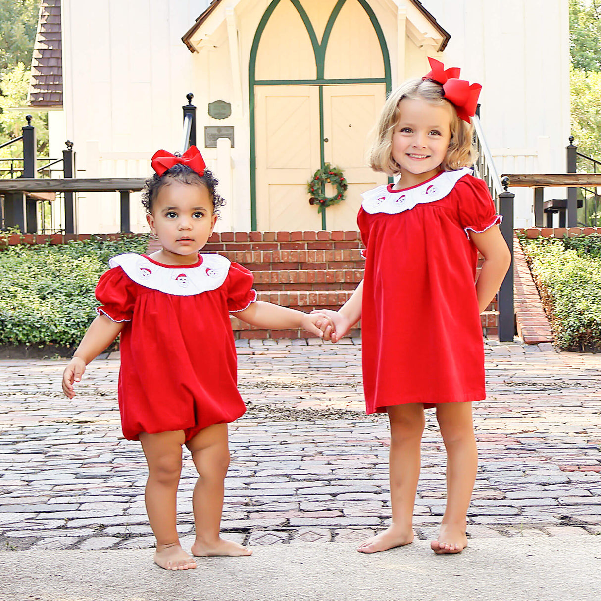 Happy Santa Red Embroidered Quinn Dress
