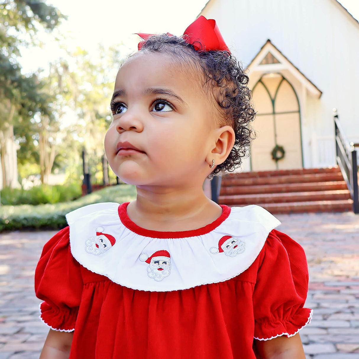 Happy Santa Red Embroidered Quinn Bubble