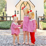 Holly Embroidered Red Gingham Yoke Bubble