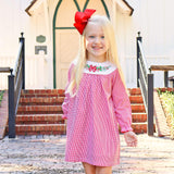 Holly Embroidered Red Gingham Yoke Dress