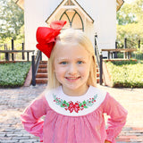 Holly Embroidered Red Gingham Yoke Dress