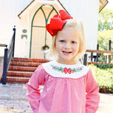 Holly Embroidered Red Gingham Yoke Legging Set