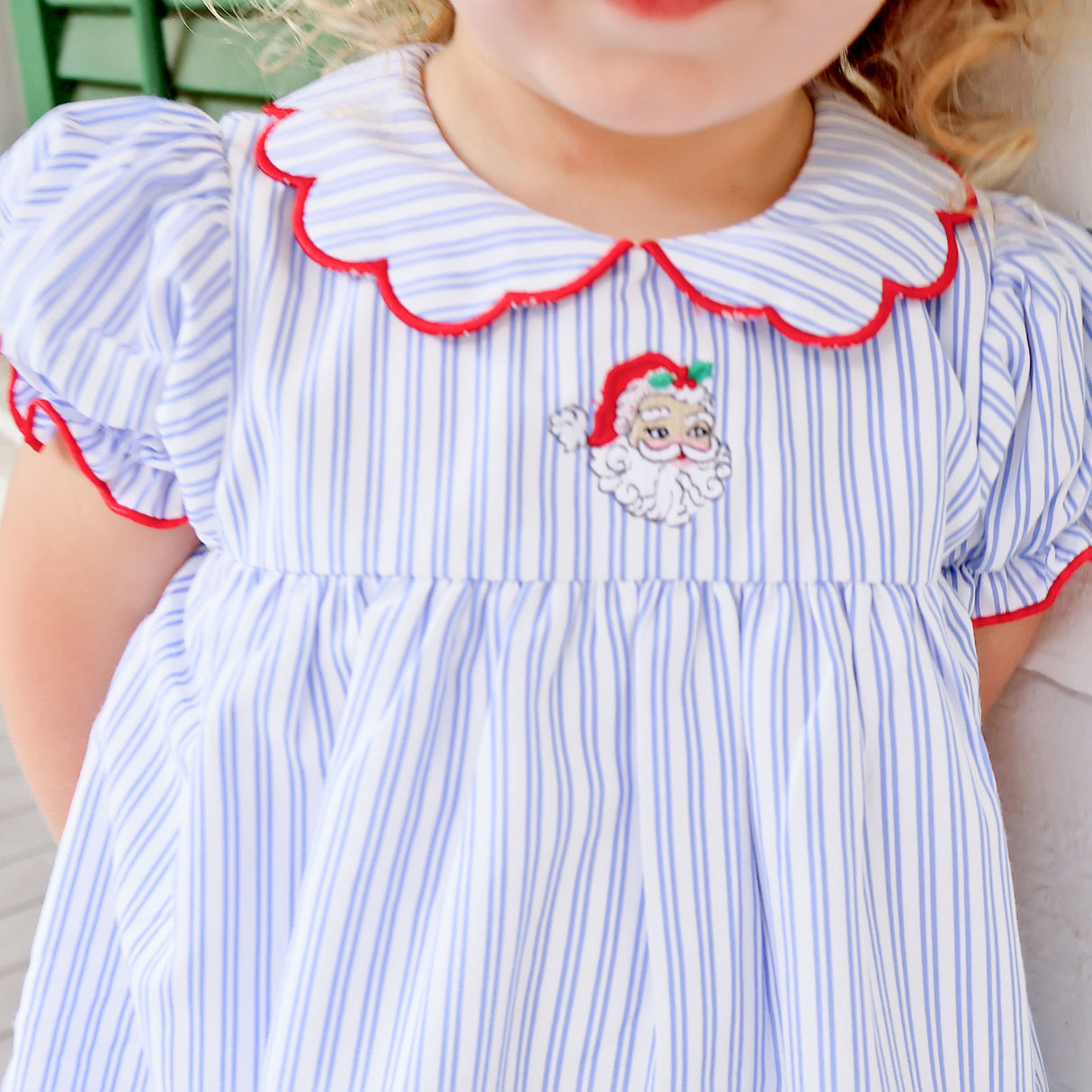 Happy Santa Blue Stripe Lola Dress