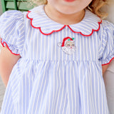 Happy Santa Blue Stripe Lola Dress