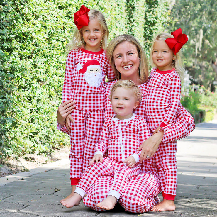 Red Gingham Knit Mom Pajamas