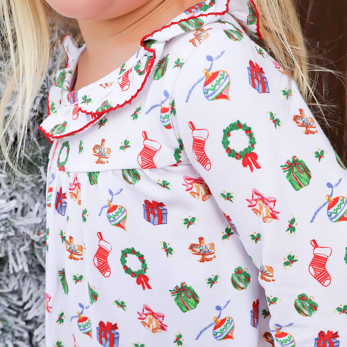 Christmas Delights Ruffle Collared Dress