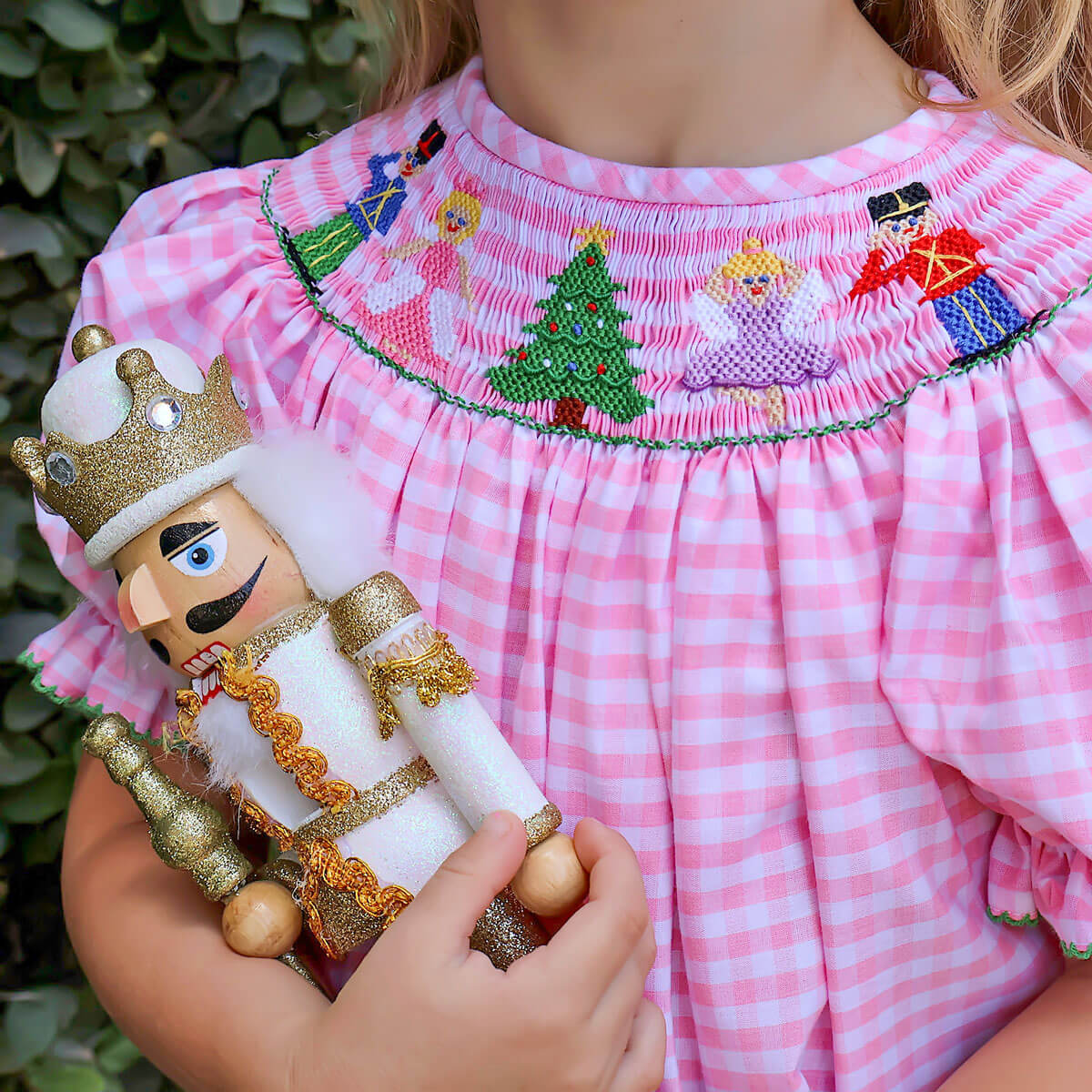 Katie nutcrackers ギンガムトップス Nutcracker Christmas Smocked Long Bubble – Classic Whimsy