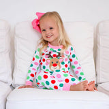 Reindeer Multi Polka Dot Pink Pajamas