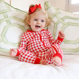 Red Gingham Knit Zip Sleeper
