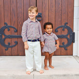 Christmas Card Gingham Button Down Shirt